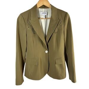 Derek Lam 10 Crosby One Button Blazer Embroidered Coat Size 4